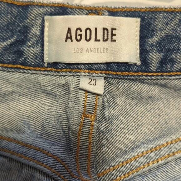 Agolde Fen High Rise Relaxed Taper Destroyed Blue Organic Cotton Jeans Size 23 - Picture 6 of 10